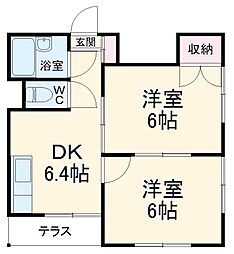 ケントハウス2 2DKの間取図画像