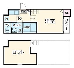 カレラ 1階1Kの間取り