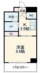 名古屋市営東山線 新栄町駅 徒歩6分の賃貸マンション 4階1Kの間取り