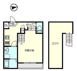 リヴェール 2階1Kの間取り