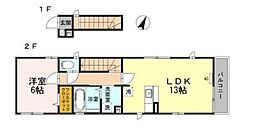 アイリス東中野Ａ 2階1LDKの間取り