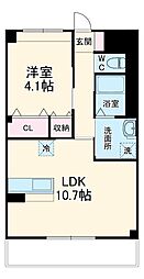 ＭＡＬＩＢＵ 3階1LDKの間取り
