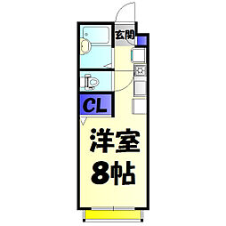JR総武線 稲毛駅 バス7分 穴川十字路下車 徒歩3分の賃貸アパート 2階ワンルームの間取り