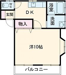 スマイルハイツ 2階1DKの間取り