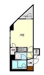 千葉都市モノレール 天台駅 徒歩16分の賃貸マンション 2階ワンルームの間取り