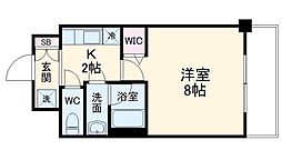 エステムコート京都西院 5階1Kの間取り