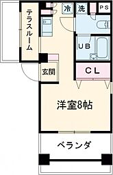マメントブルー中野 3階1Kの間取り