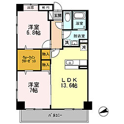ファミールマンションひらた 4階2LDKの間取り