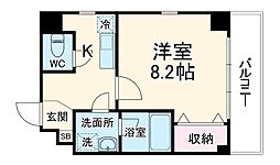 名古屋市営東山線 今池駅 徒歩13分の賃貸マンション 4階1Kの間取り