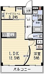 名古屋市営名城線 黒川駅 徒歩20分の賃貸マンション 3階1SLDKの間取り