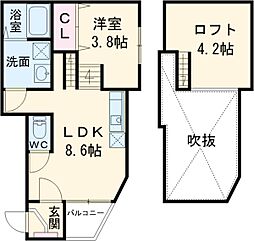 ディアコート日比野 1階1SLDKの間取り