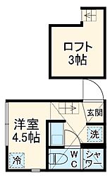 小田急小田原線 祖師ヶ谷大蔵駅 徒歩15分の賃貸アパート 1階1Kの間取り