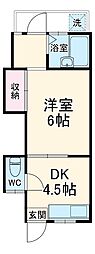 小田急小田原線 狛江駅 徒歩17分の賃貸アパート 2階1DKの間取り