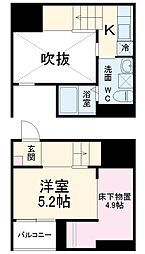 名鉄常滑線 大同町駅 徒歩3分の賃貸アパート 1階ワンルームの間取り