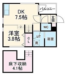 名古屋市営名港線 六番町駅 徒歩7分の賃貸アパート 1階1DKの間取り
