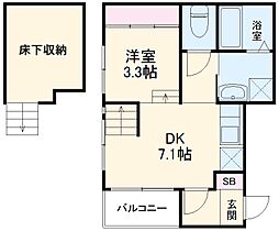 名古屋市営名港線 六番町駅 徒歩7分の賃貸アパート 1階1DKの間取り