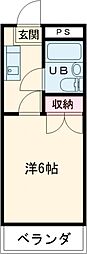 都営新宿線 船堀駅 徒歩9分の賃貸マンション 2階1Kの間取り