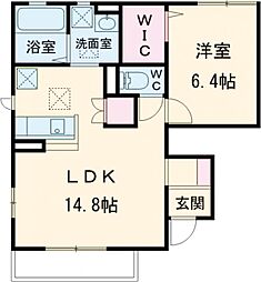 東武佐野線 佐野駅 徒歩20分の賃貸アパート 1階1LDKの間取り