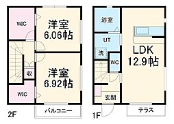 サンティエアヴニールＡ 1階2LDKの間取り