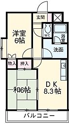 日宝レスカール幸町 5階2LDKの間取り