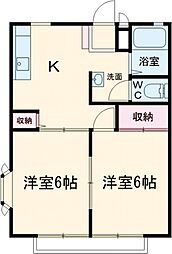 アメニティハイツ　Ａ棟 1階2DKの間取り