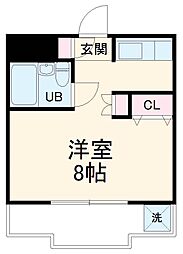 名古屋市営鶴舞線 植田駅 徒歩12分の賃貸マンション 3階ワンルームの間取り