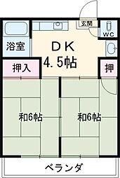 メゾン高砂 1階2DKの間取り