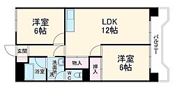 名古屋市営鶴舞線 塩釜口駅 徒歩15分の賃貸マンション 4階2LDKの間取り
