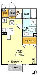 ＴＸハイム 1階ワンルームの間取り