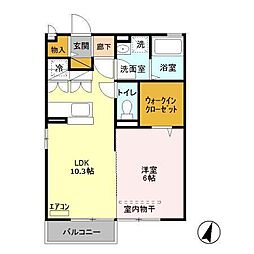 シェソワ　Ａ 1階1LDKの間取り