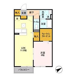 レジデンス北荒川沖 1階1LDKの間取り