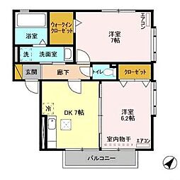 シャルマン　Ａ 1階2DKの間取り