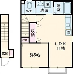 西武池袋線 石神井公園駅 徒歩6分の賃貸アパート 2階1LDKの間取り