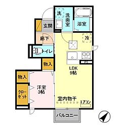 カーサイルフィオーレ　Ｂ 1階1LDKの間取り