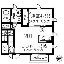 西武新宿線 田無駅 徒歩5分の賃貸アパート 2階1LDKの間取り