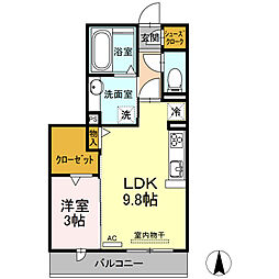 Ｎｏｉｒ　Ｂｌａｎｃ 3階1LDKの間取り