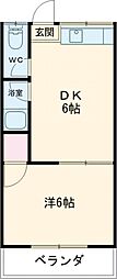 西武池袋線 富士見台駅 徒歩5分の賃貸アパート 2階1DKの間取り