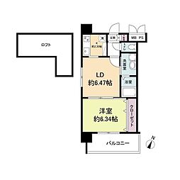 レジディア天神 1LDKの間取図画像