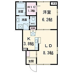 エクセレンテＢ 1階1LDKの間取り
