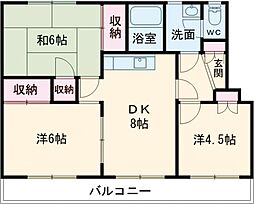 コスモスイトウ 2階3DKの間取り