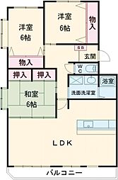 アリーグ石川 2階3LDKの間取り