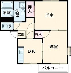 JR常磐線 水戸駅 バス25分 笠原住宅下車 徒歩5分の賃貸アパート 2階2Kの間取り