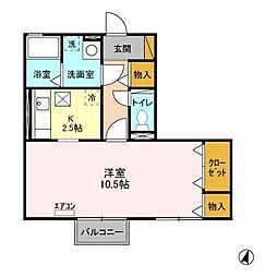 ＰＲＩＮＣＥＳＳ　II 1階1Kの間取り