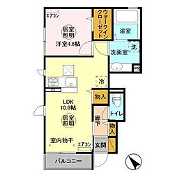 サザンテラス 1階1LDKの間取り