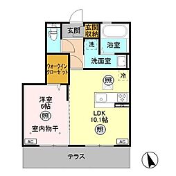 アントス　Ａ 1階1LDKの間取り