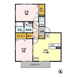 Ｆｒｅｙｊａ　B 2階2LDKの間取り