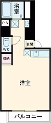 メセナ上水戸 2階1Kの間取り