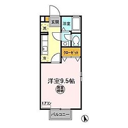 ブライトハイツ2 1Kの間取図画像