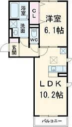 ＨＡＮＡＢＵＳＡ　IV 1階1LDKの間取り