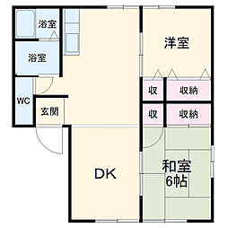 ラ・ベルドールＢ 1階2LDKの間取り